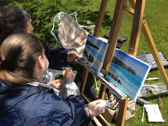 Picture of residential art class at the Nare hotel on the Roseland Peninsular in  Cornwall