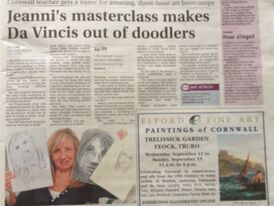 Picture showing the article printed by the West Briton about jeanni's unique are courses and classes.
