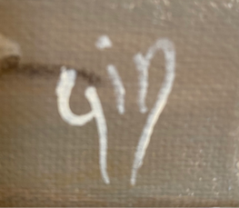 Picture of Jeanni's signature as seen on all of her artworks. It is a compilation of her initials. Jean Elizabeth Grant-Nelson