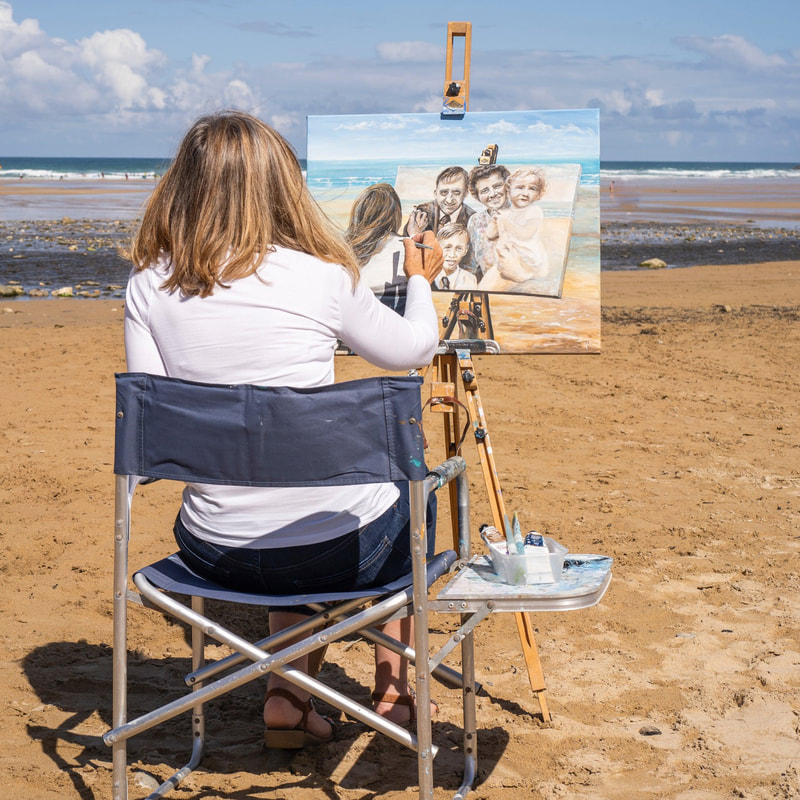 Jeanni painting her now lost family whilst remembering their wonderful holidays together during her childhood.