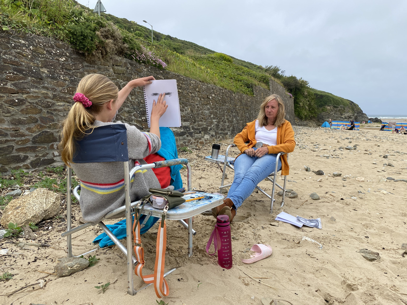 Sketching with jeanni on the beach