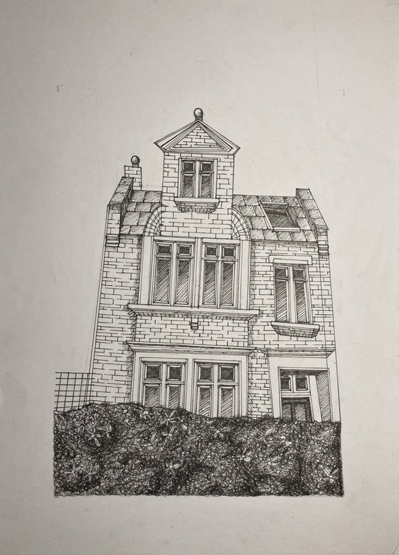 Architectural sketch of house, commissions available