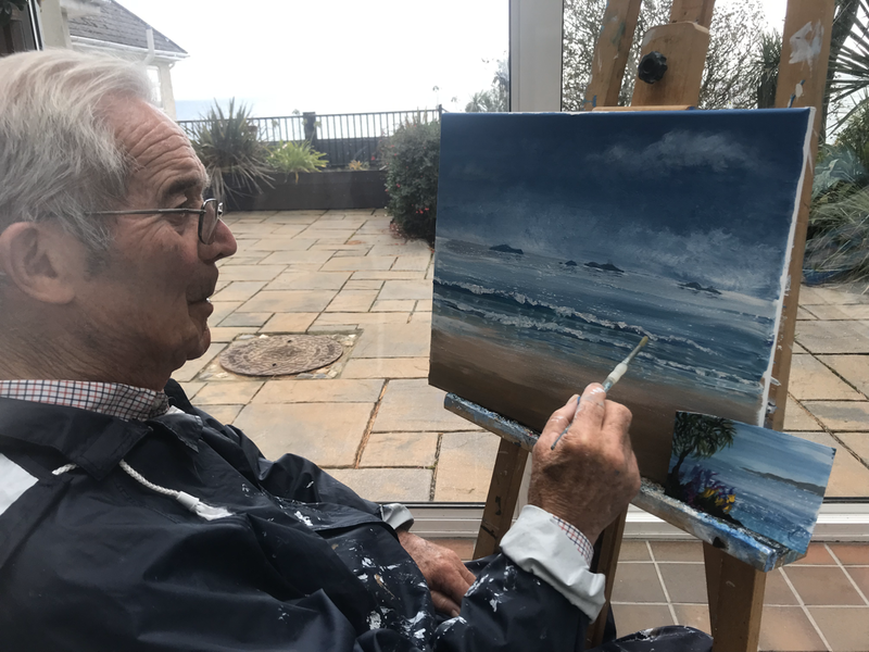 painting the sea view - acrylic paint